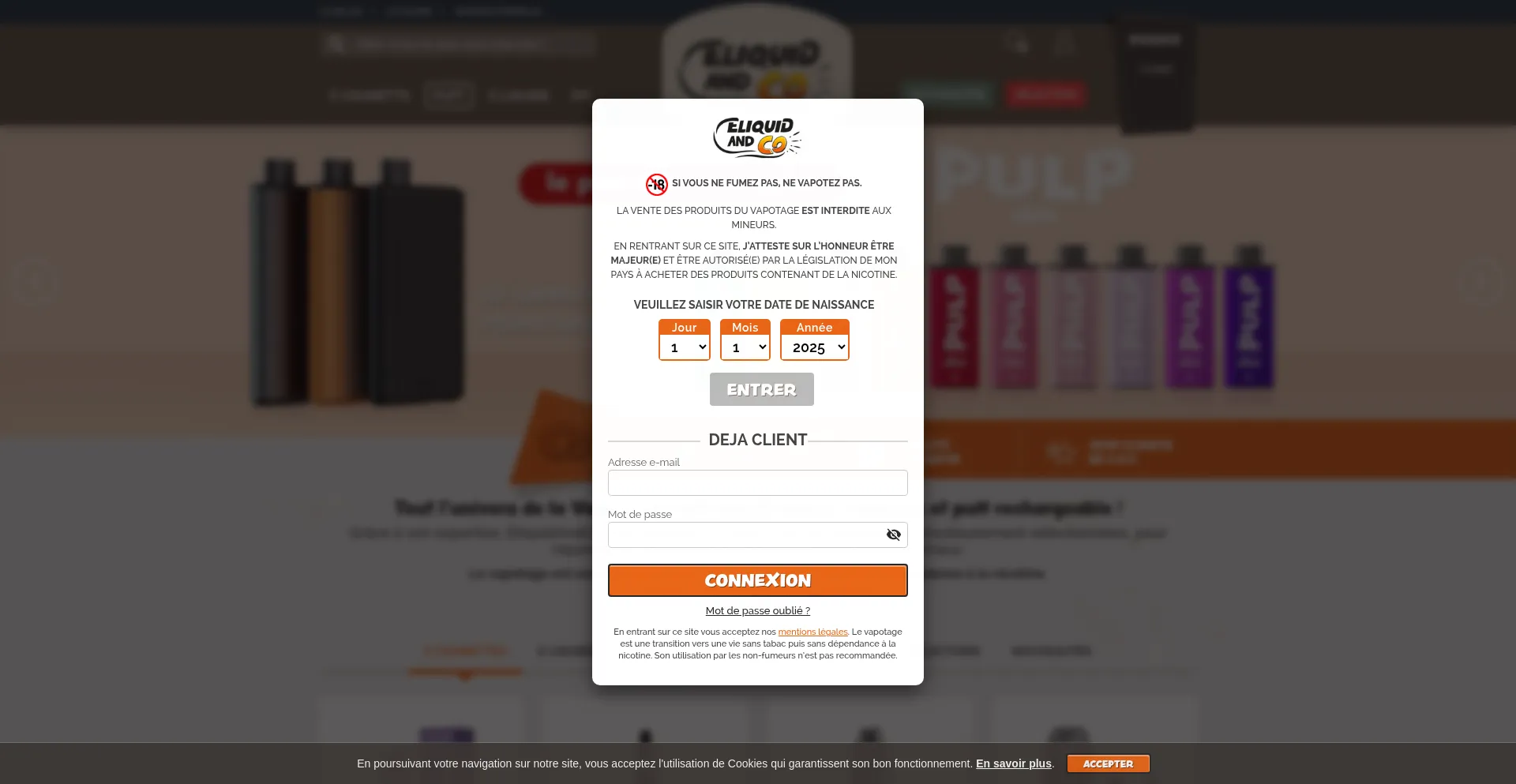 Website screenshot of Eliquidandco.com
