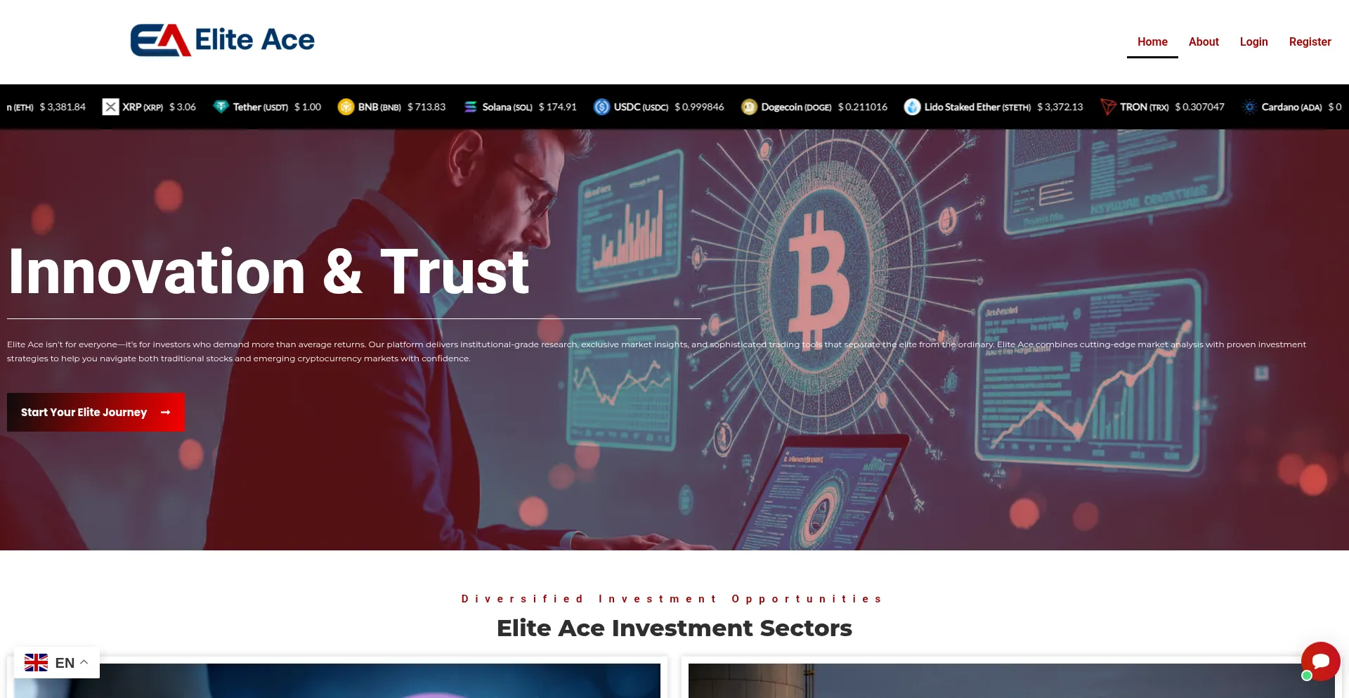 Website screenshot of Eliteace.org