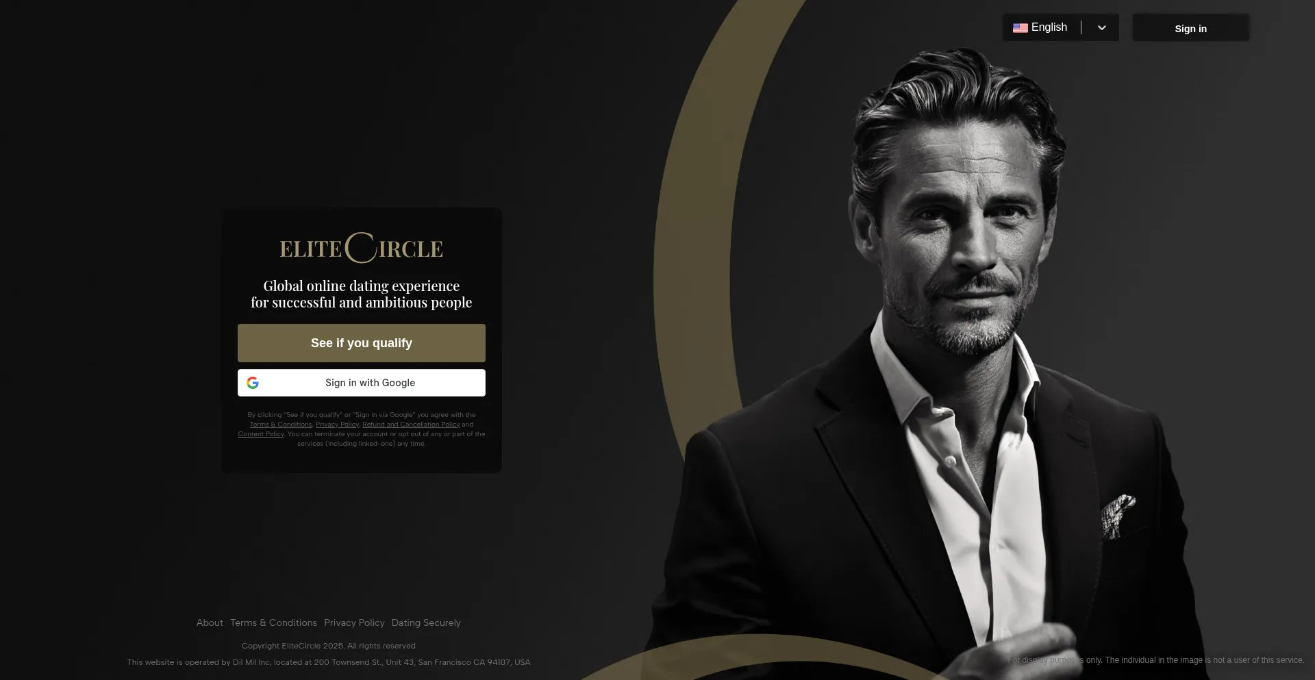 Website screenshot of Elitecircle.com