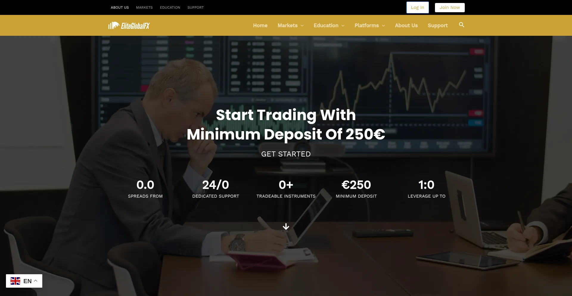Website screenshot of Eliteglobalfx.com