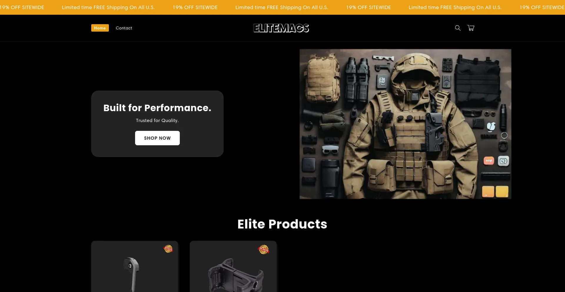 Website screenshot of Elitemags.shop