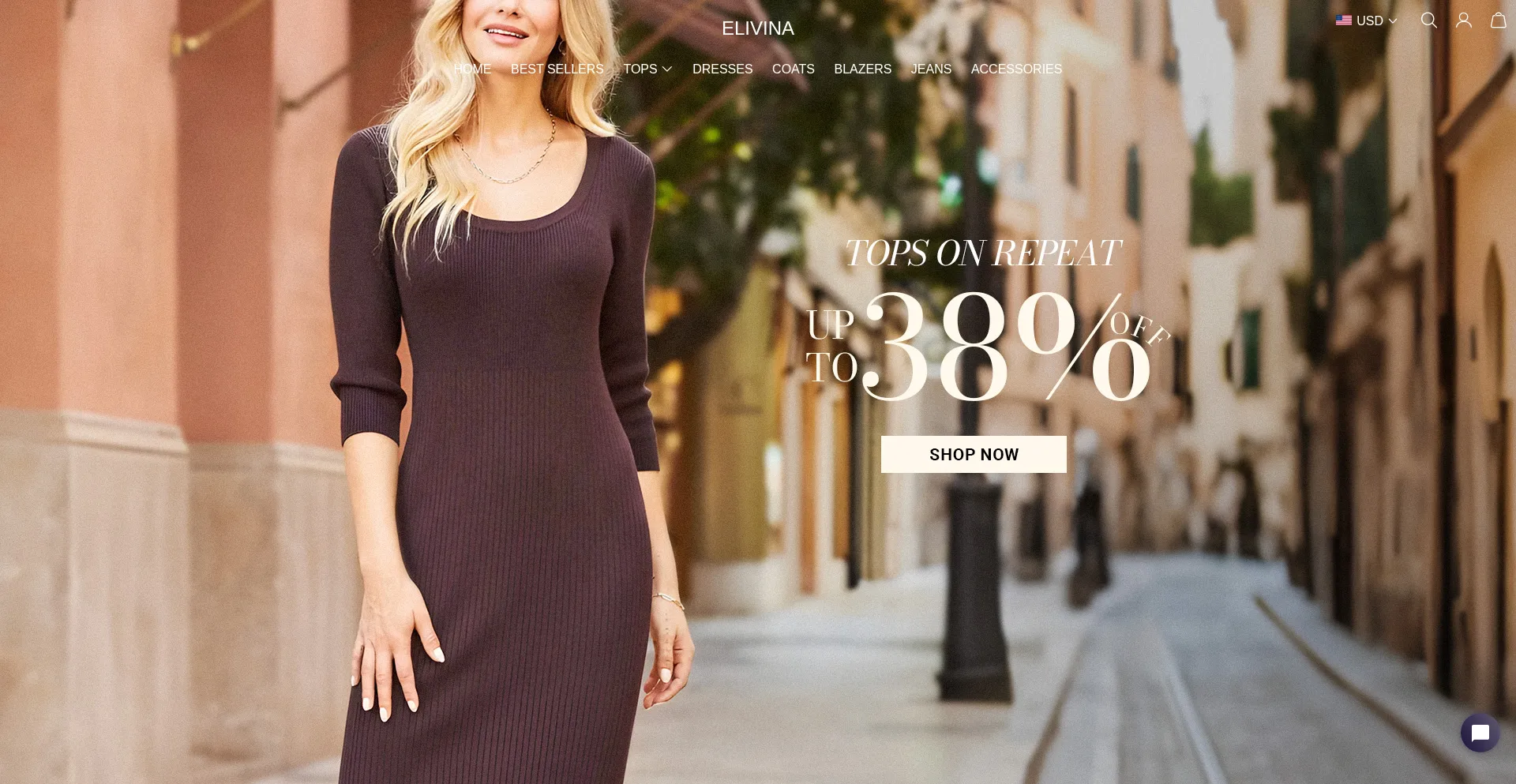 Website screenshot of Elivina.com