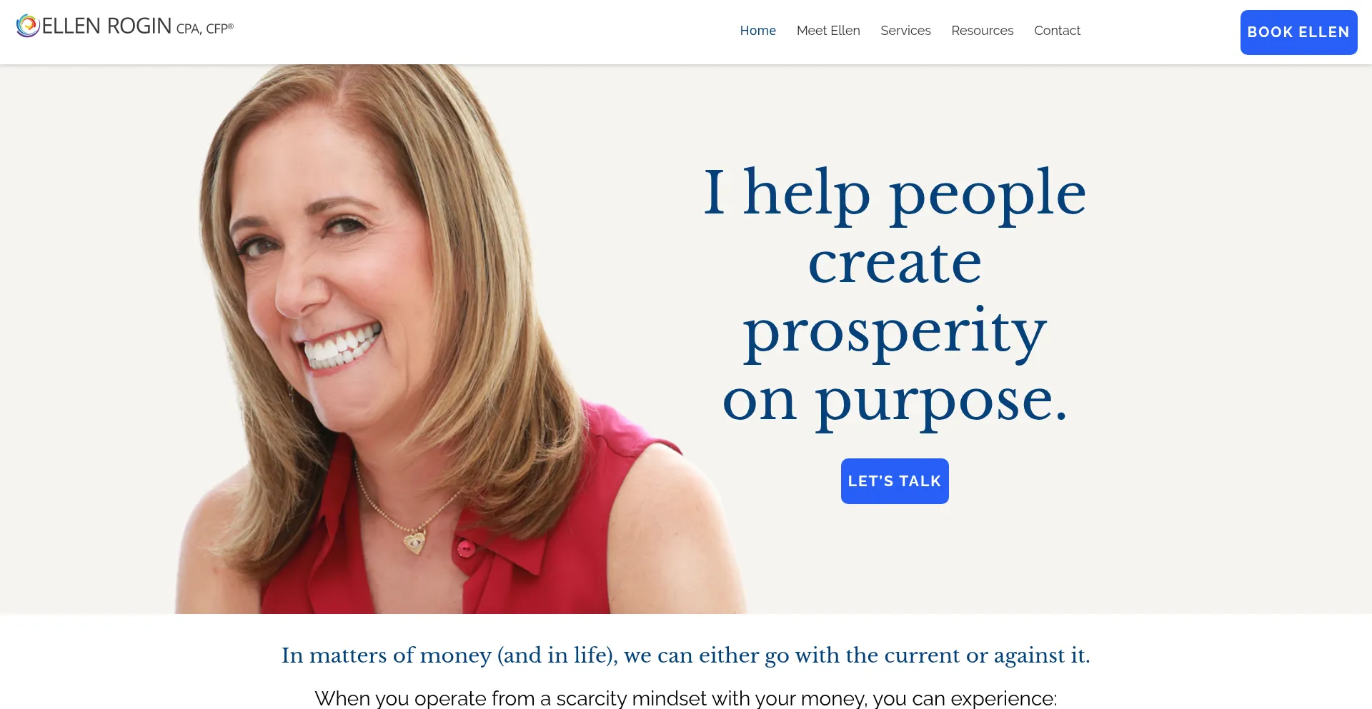 Website screenshot of Ellenrogan.com