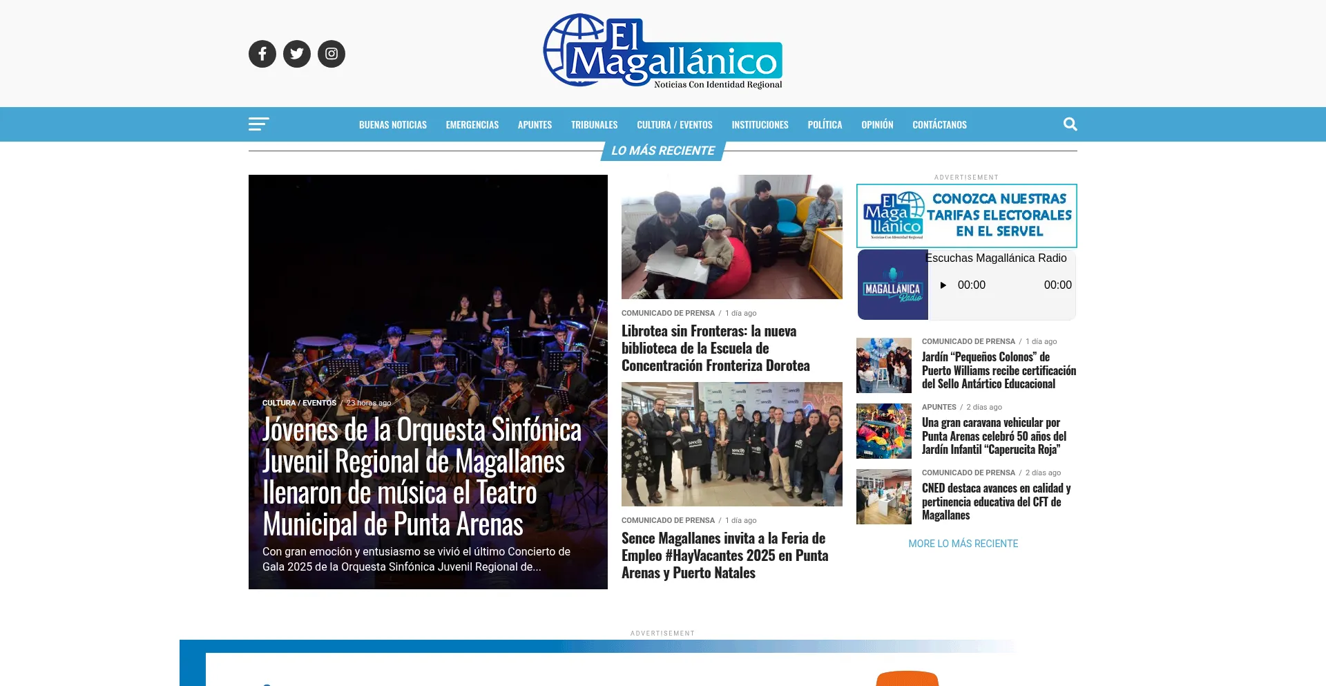 Website screenshot of Elmagallanico.com
