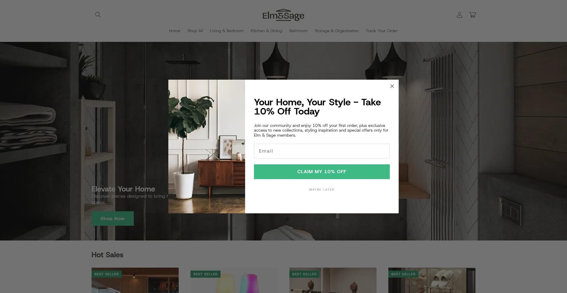 Website screenshot of Elmandsagehome.com