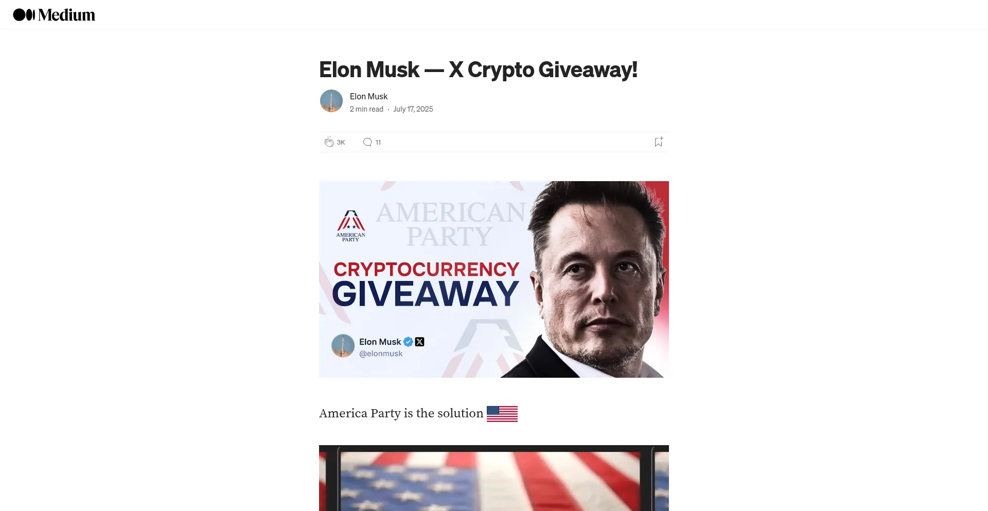 Website screenshot of Elon-party.info
