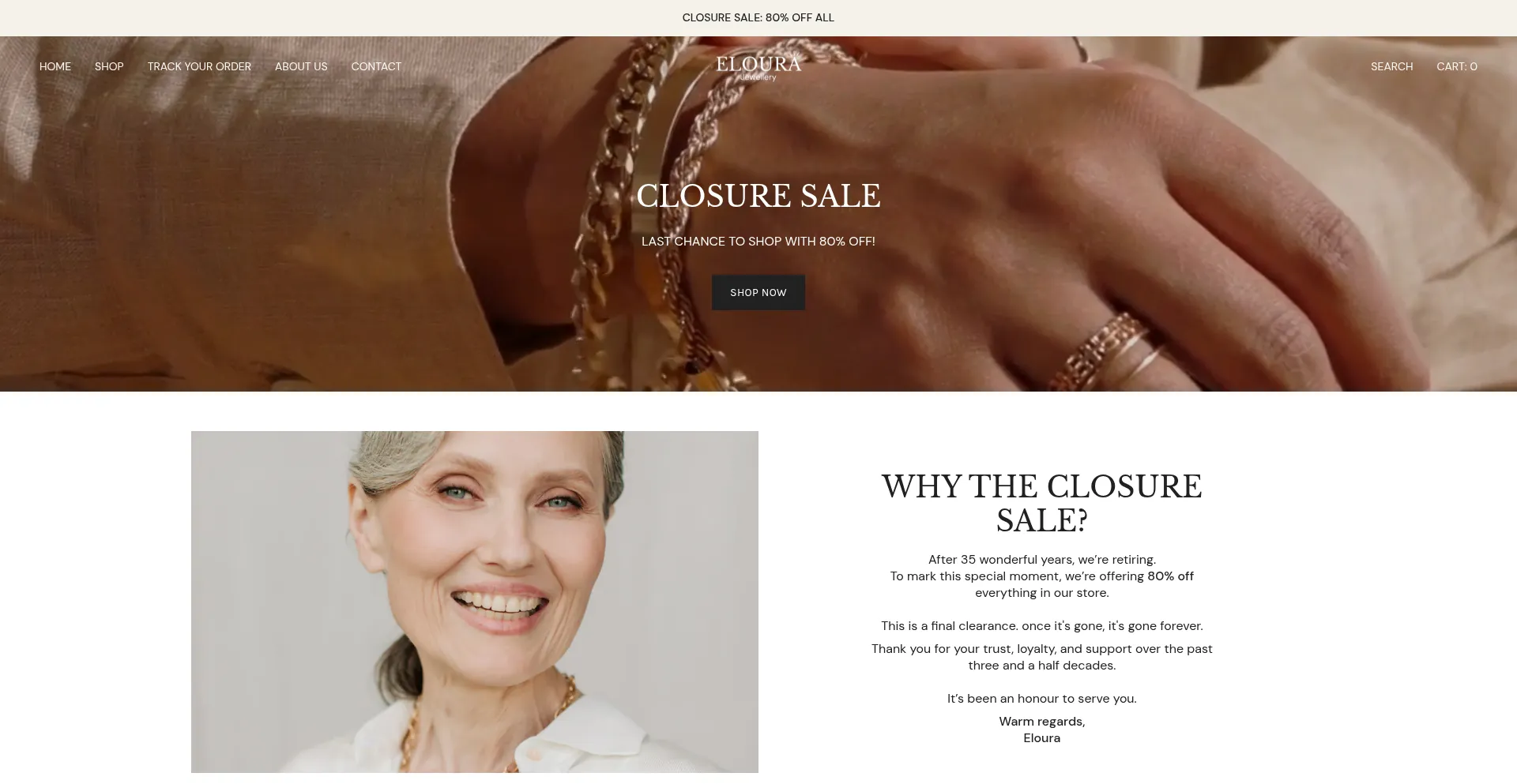 Website screenshot of Eloura-jewellery.uk