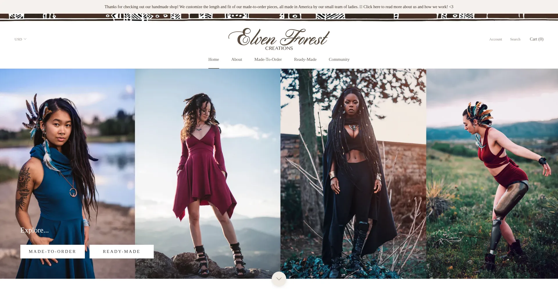 Website screenshot of Elvenforestcreations.com