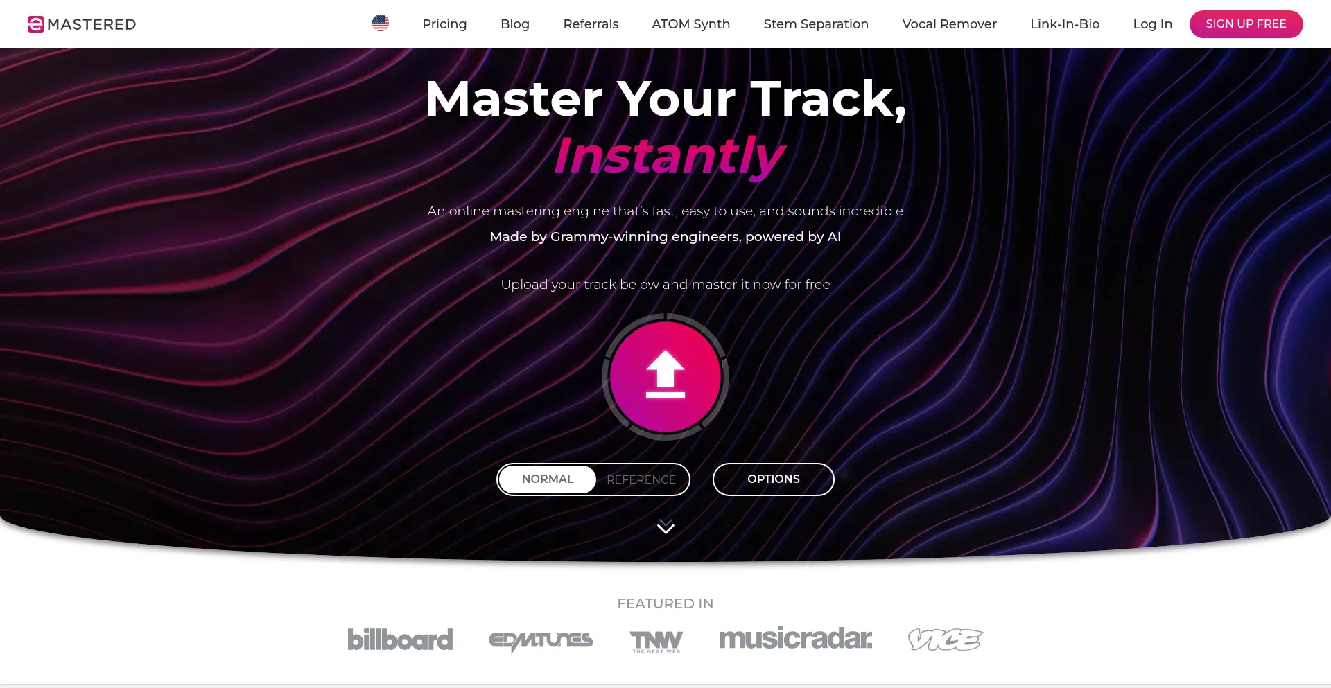 Website screenshot of Emastered.com