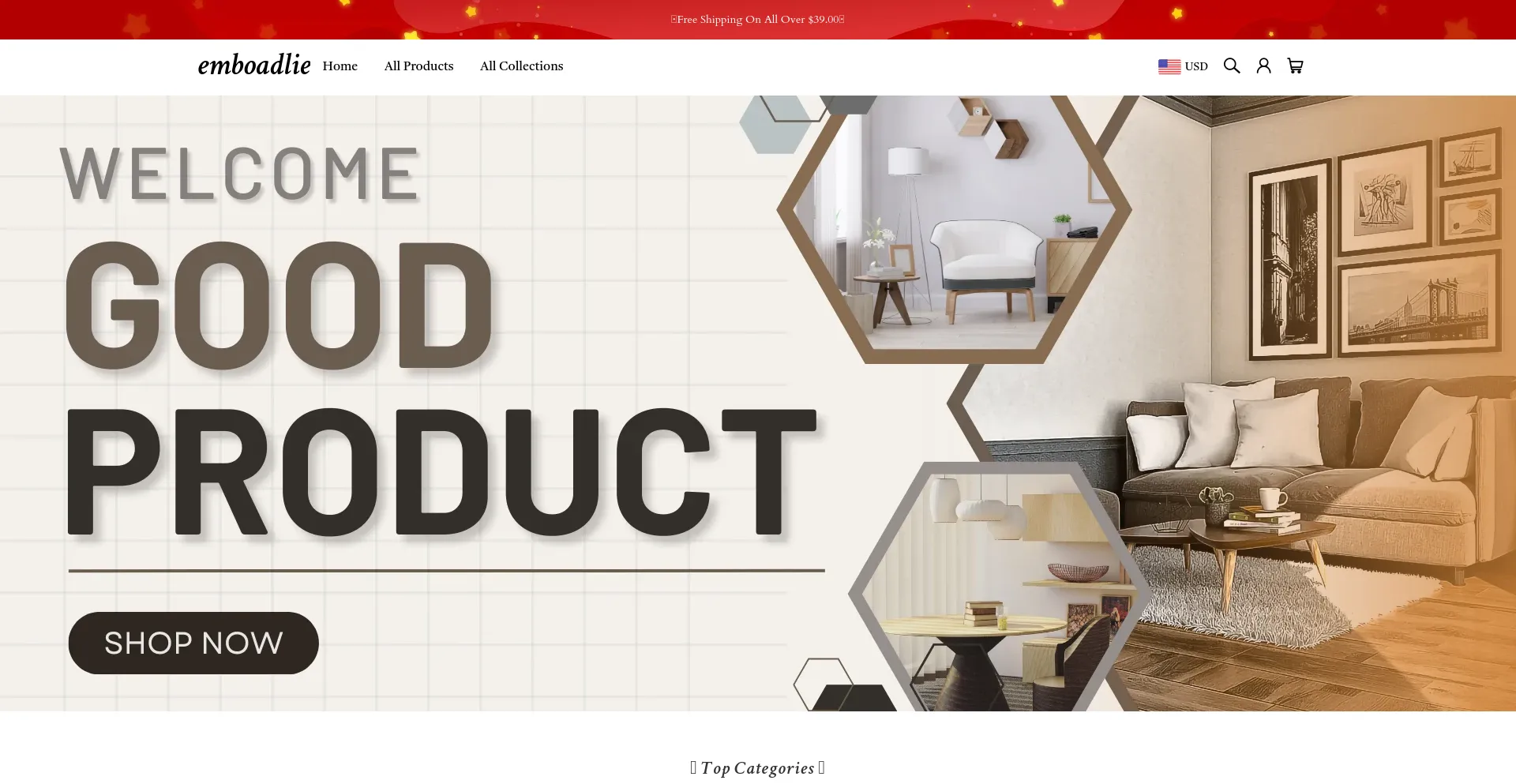 Website screenshot of Emboadlie.com