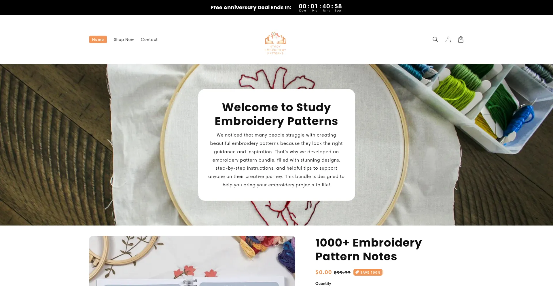 Website screenshot of Embroiderynotes.com