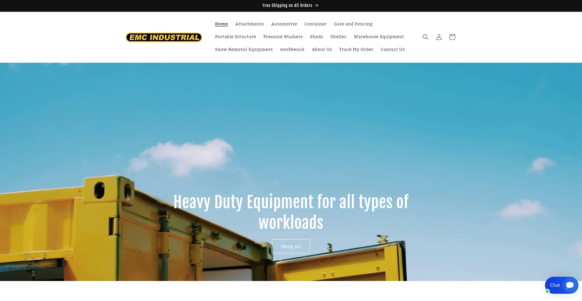 Website screenshot of Emcindustrial.com
