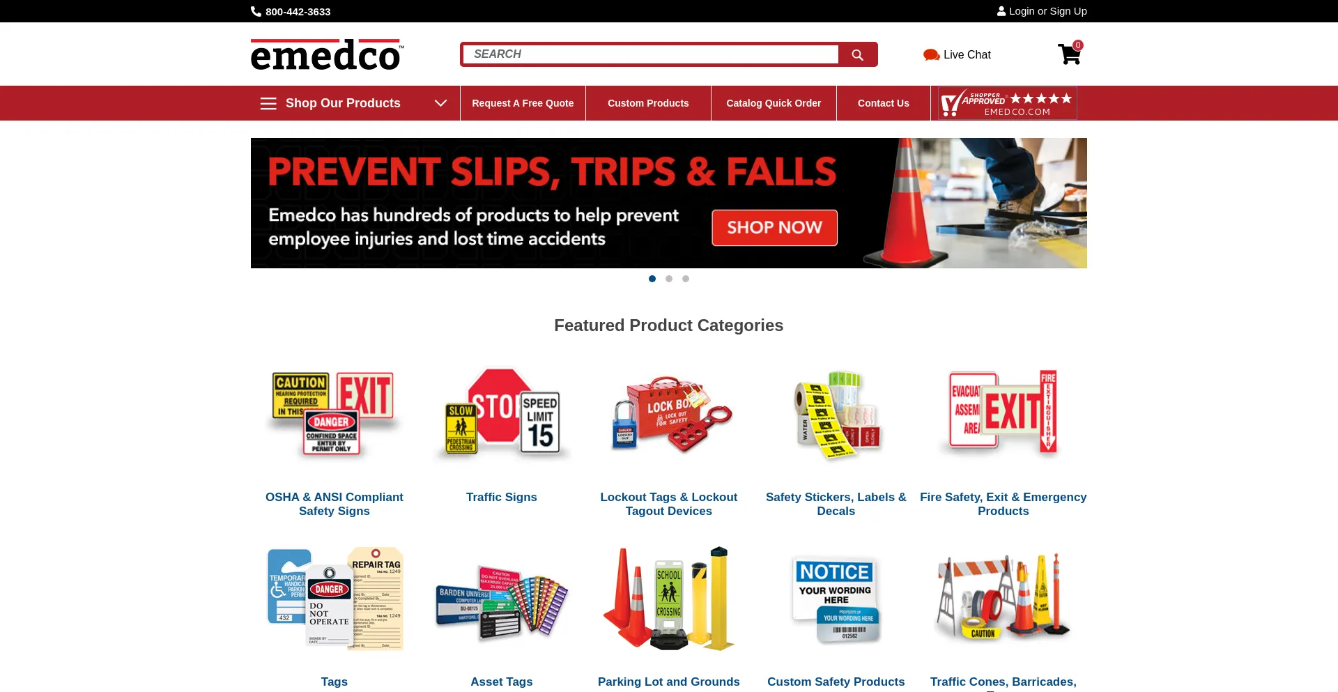 Website screenshot of Emedco.com