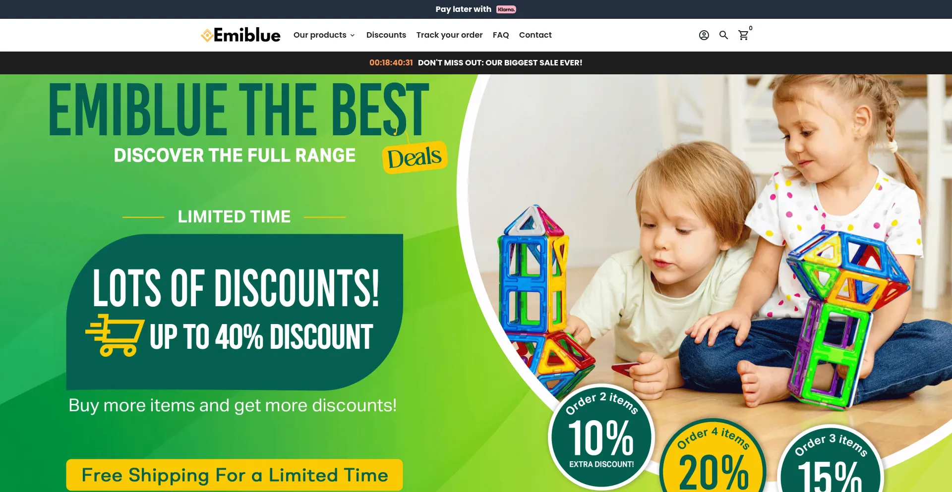 Website screenshot of Emiblue.co.uk