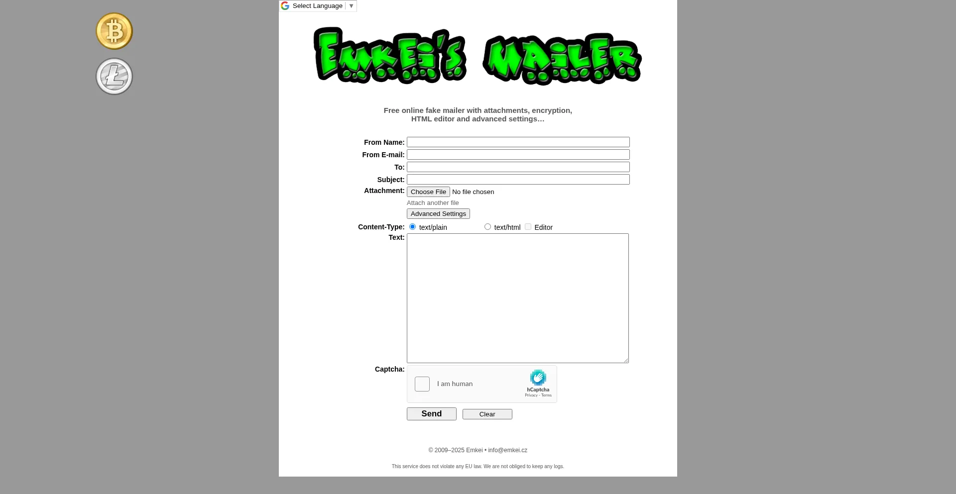 Website screenshot of Emkei.cz
