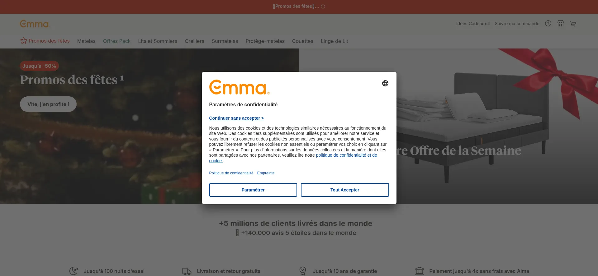 Website screenshot of Emma.fr