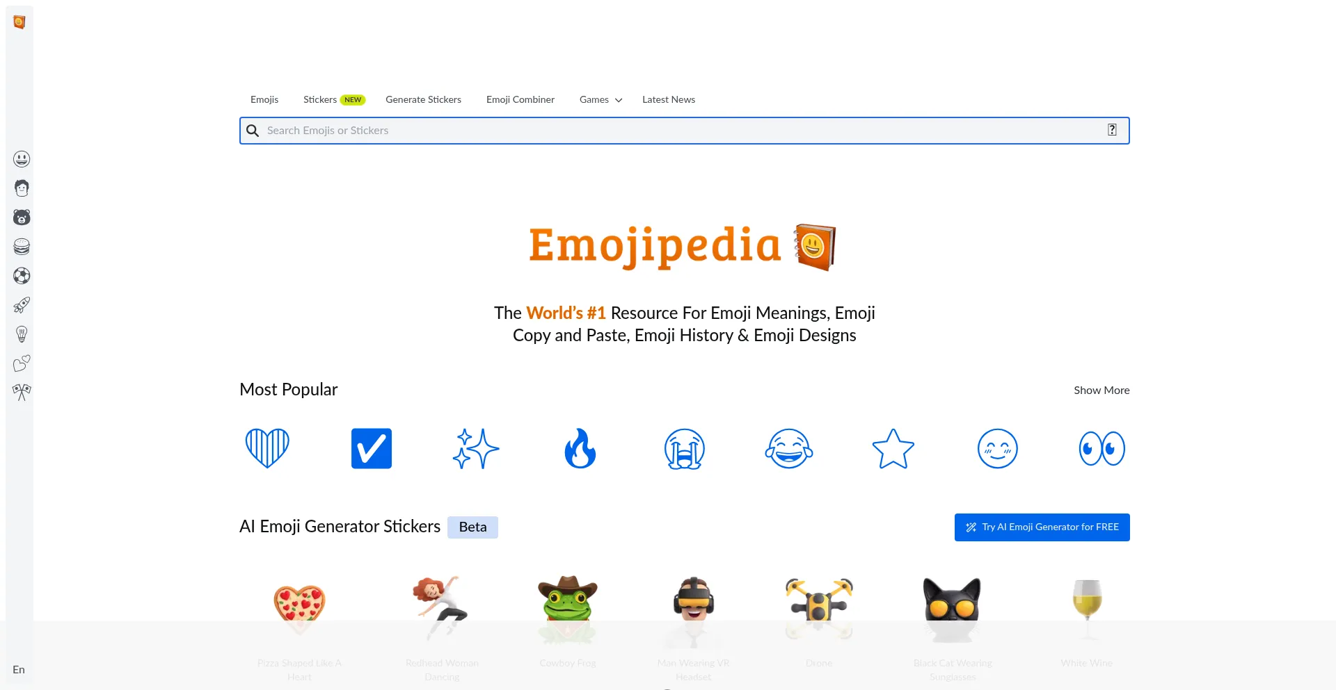 Website screenshot of Emojipedia.org