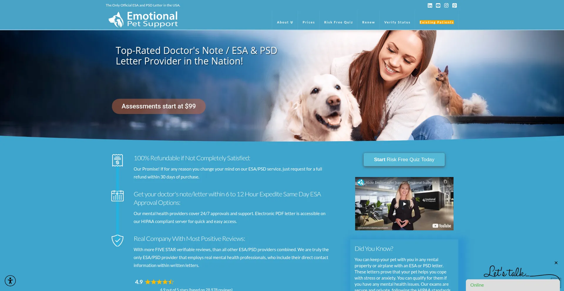 ¿És Seguro y Confiable Emotionalpetsupport.com?
