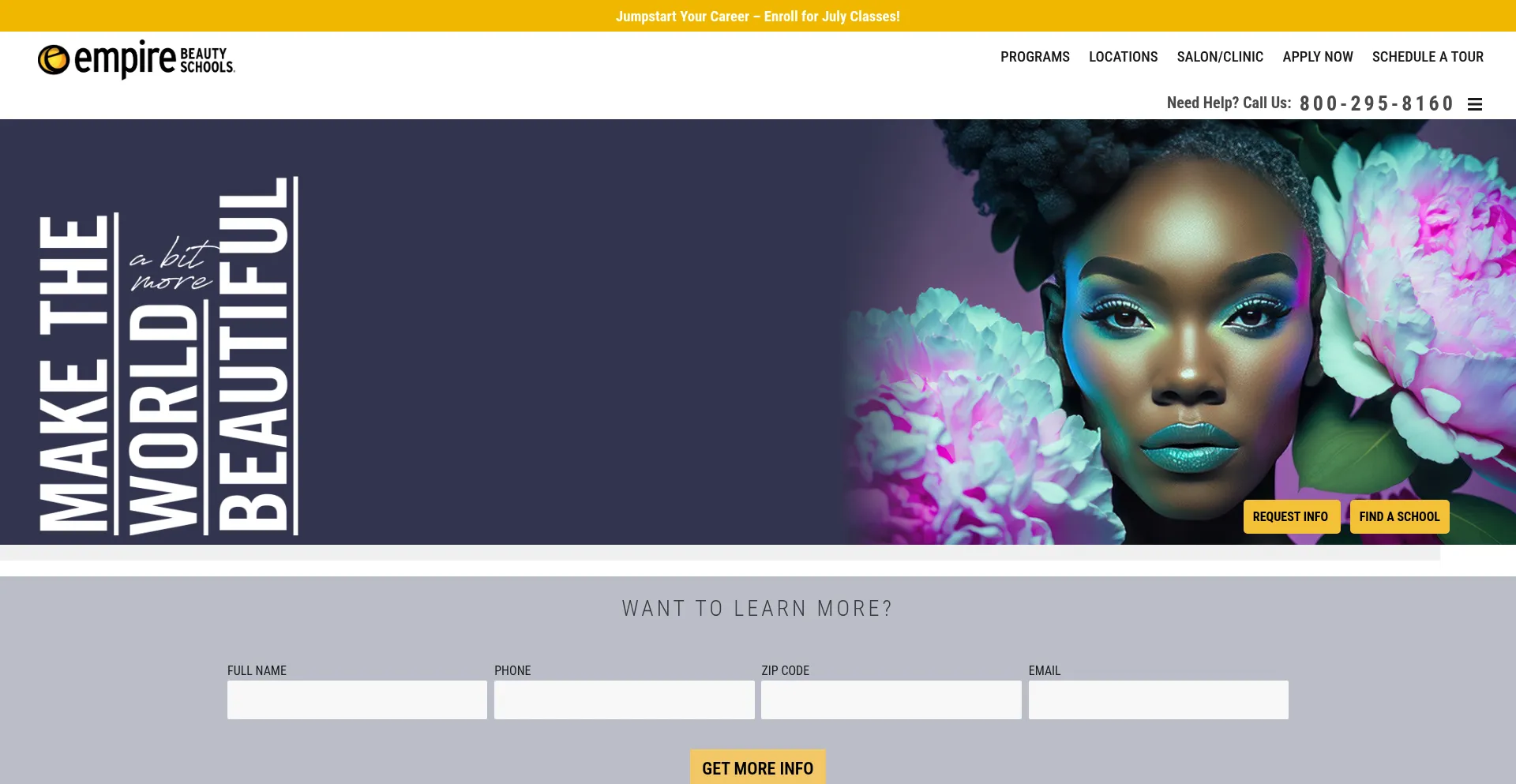 Website screenshot of Empire.edu