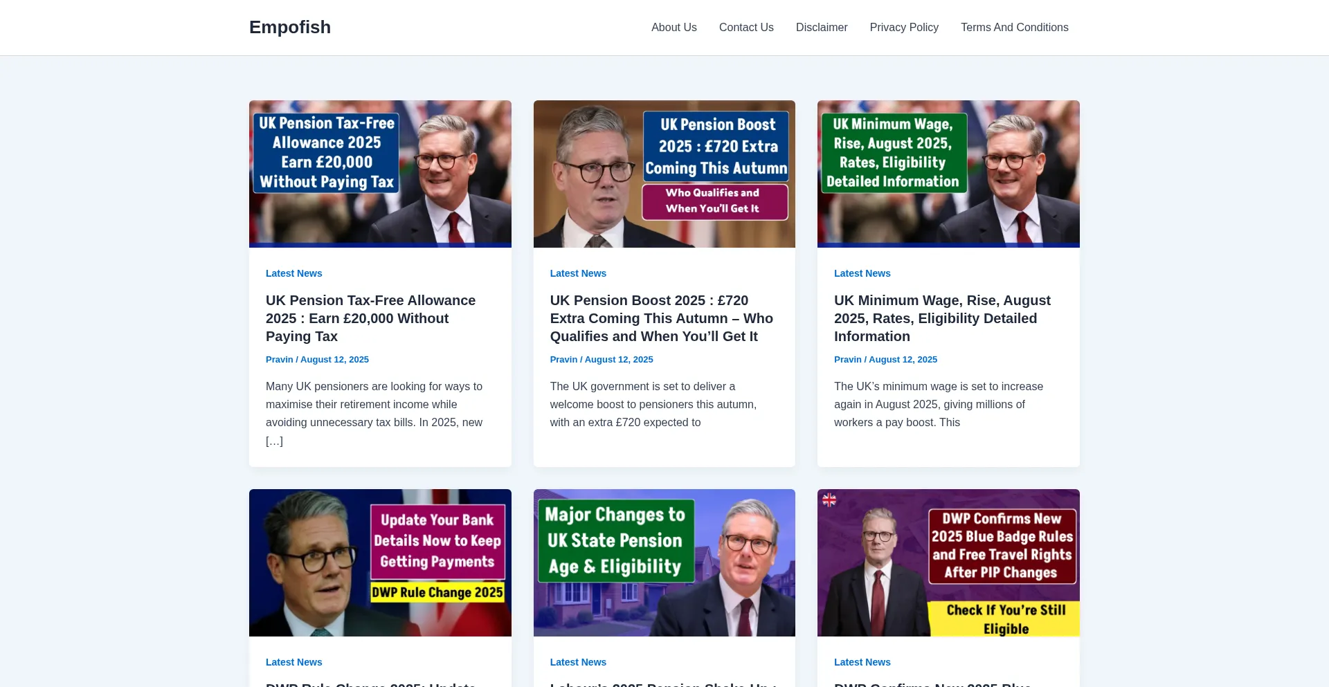 Website screenshot of Empofish.com