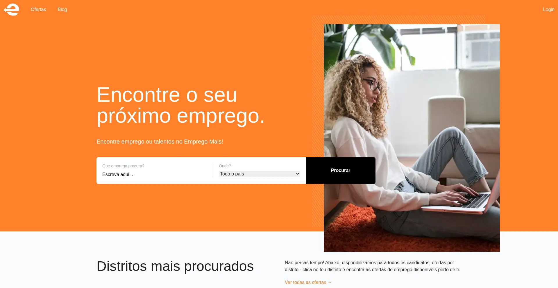 Website screenshot of Empregomais.com