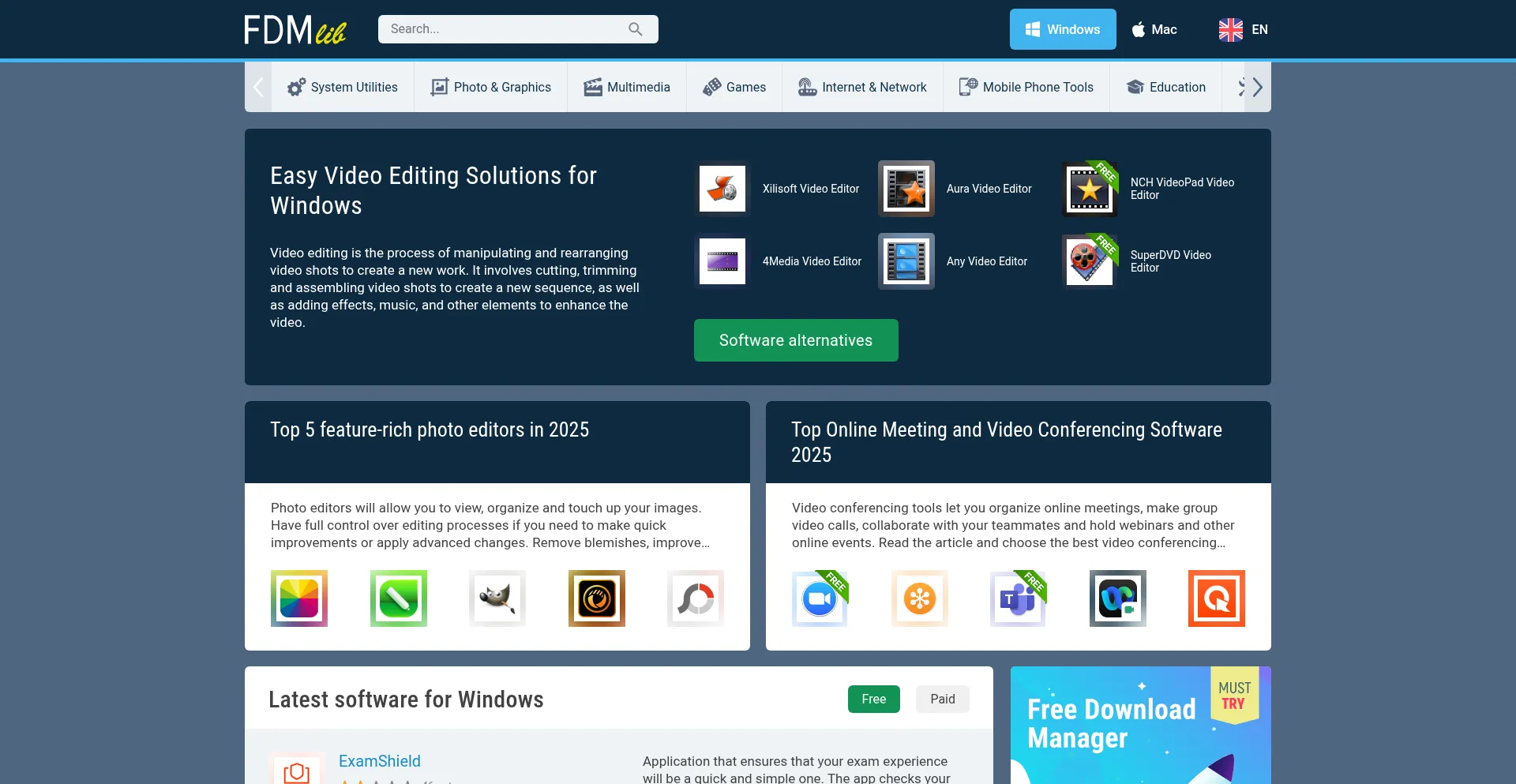 Website screenshot of En.freedownloadmanager.org