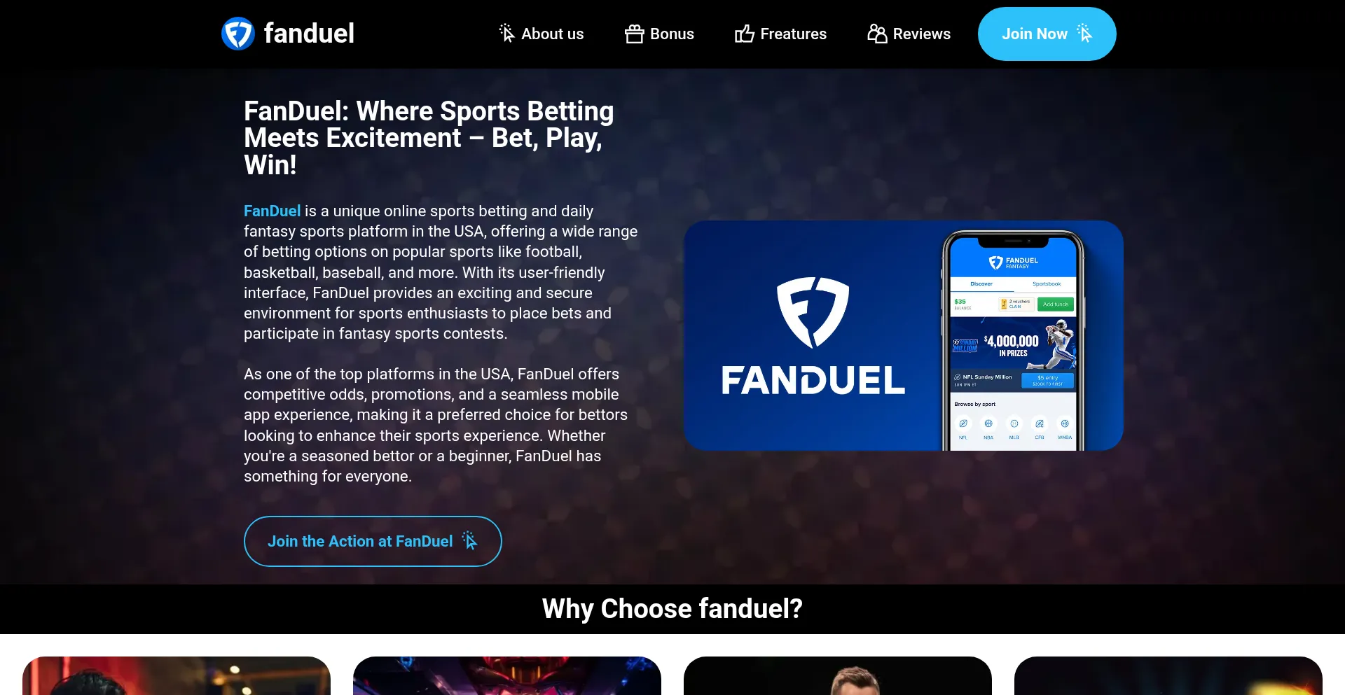 Website screenshot of En-fanduel.com