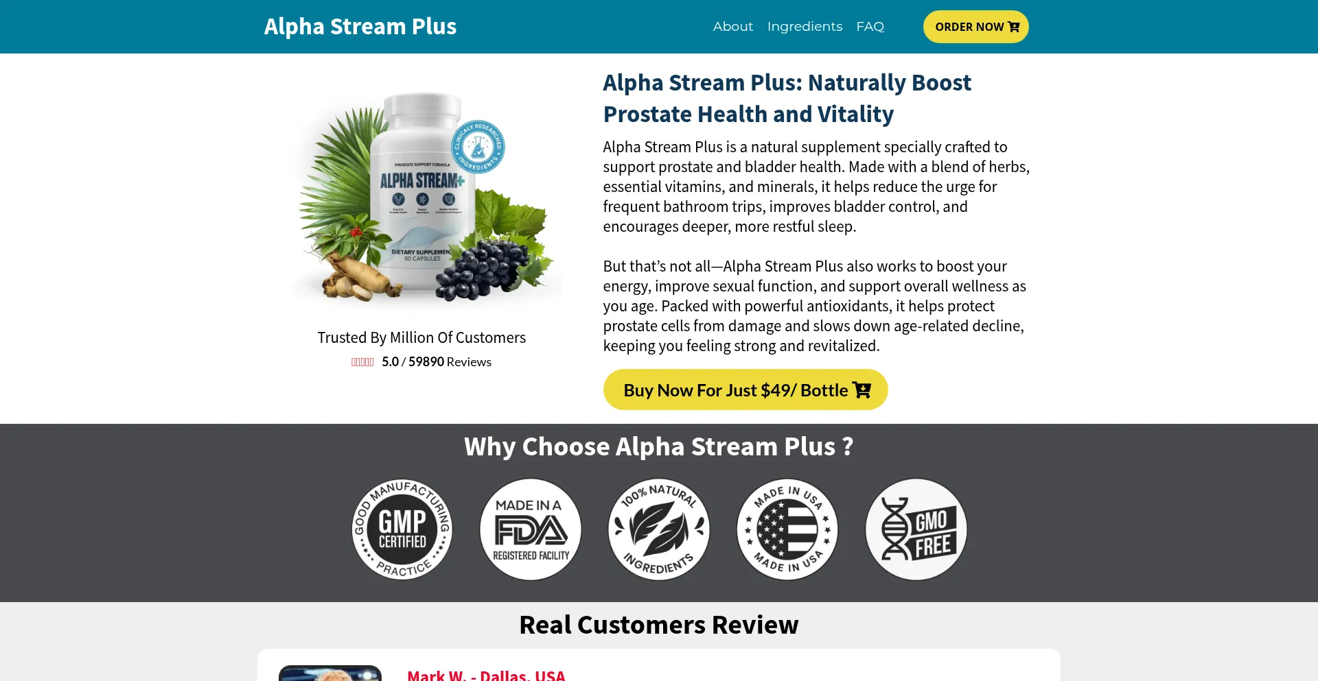Website screenshot of En-usa-en-alphastreamplus.com