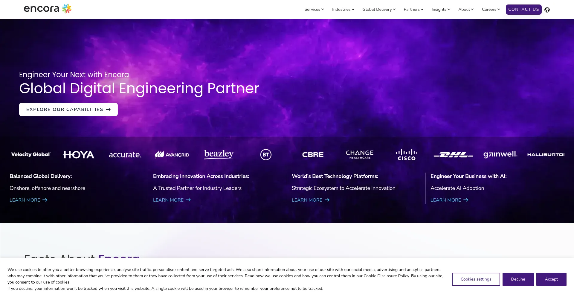 Website screenshot of Encora.com