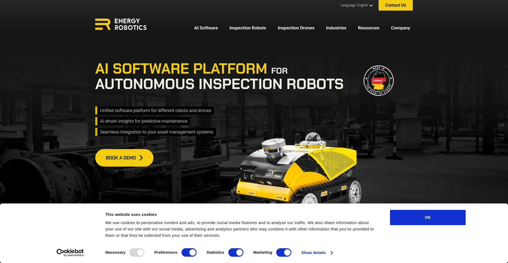 Website screenshot of Energy-robotics.com