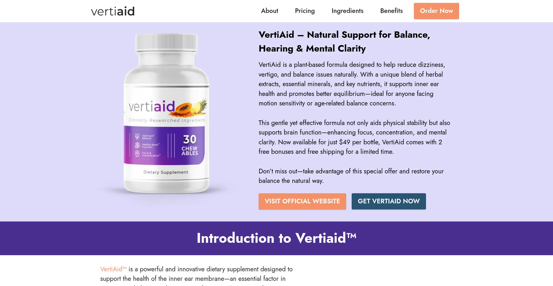 Website screenshot of Eng-verti-aid.com