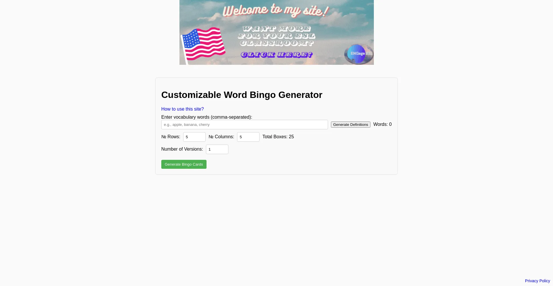 Website screenshot of Engageesl.com