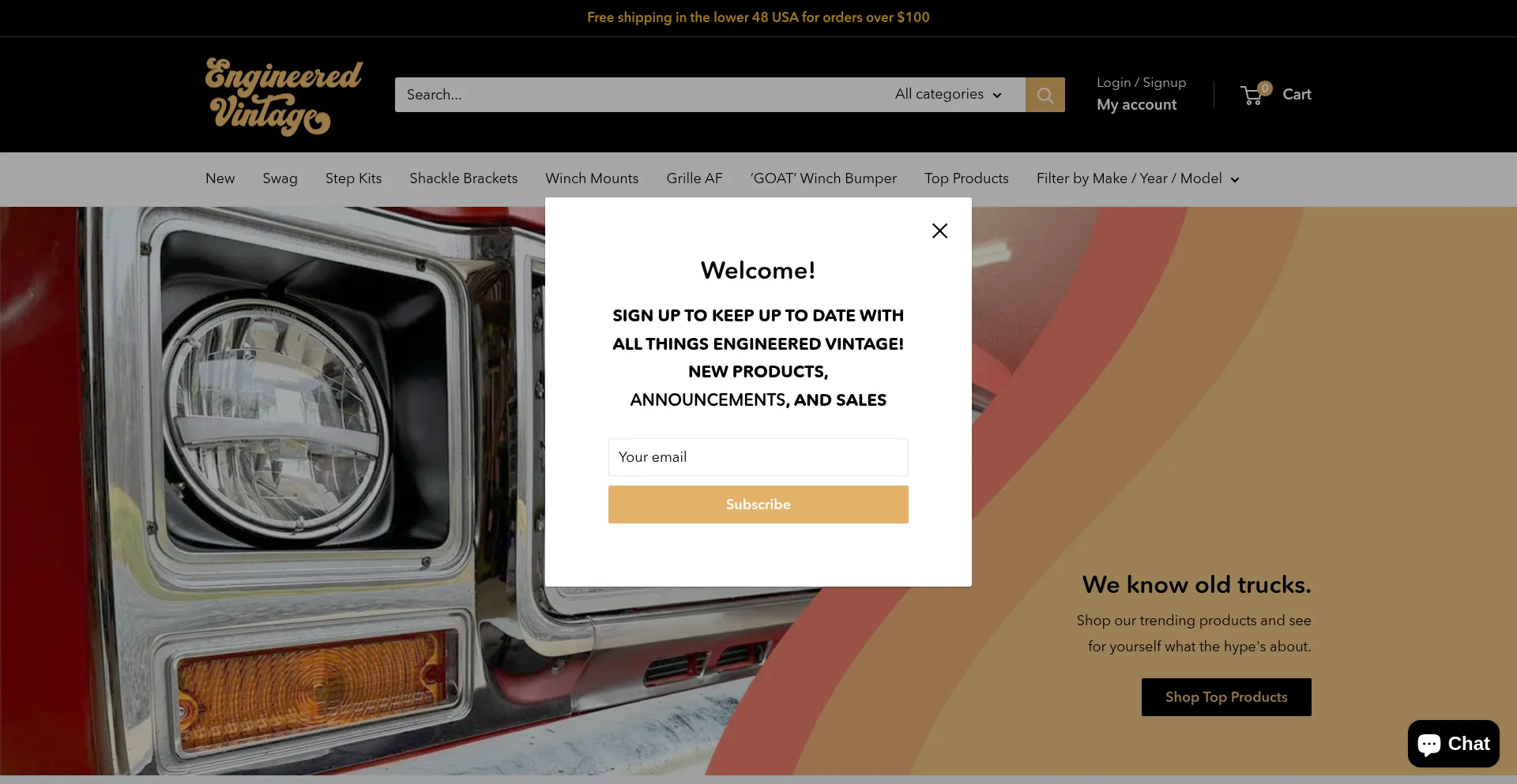 Website screenshot of Engineeredvintage.com