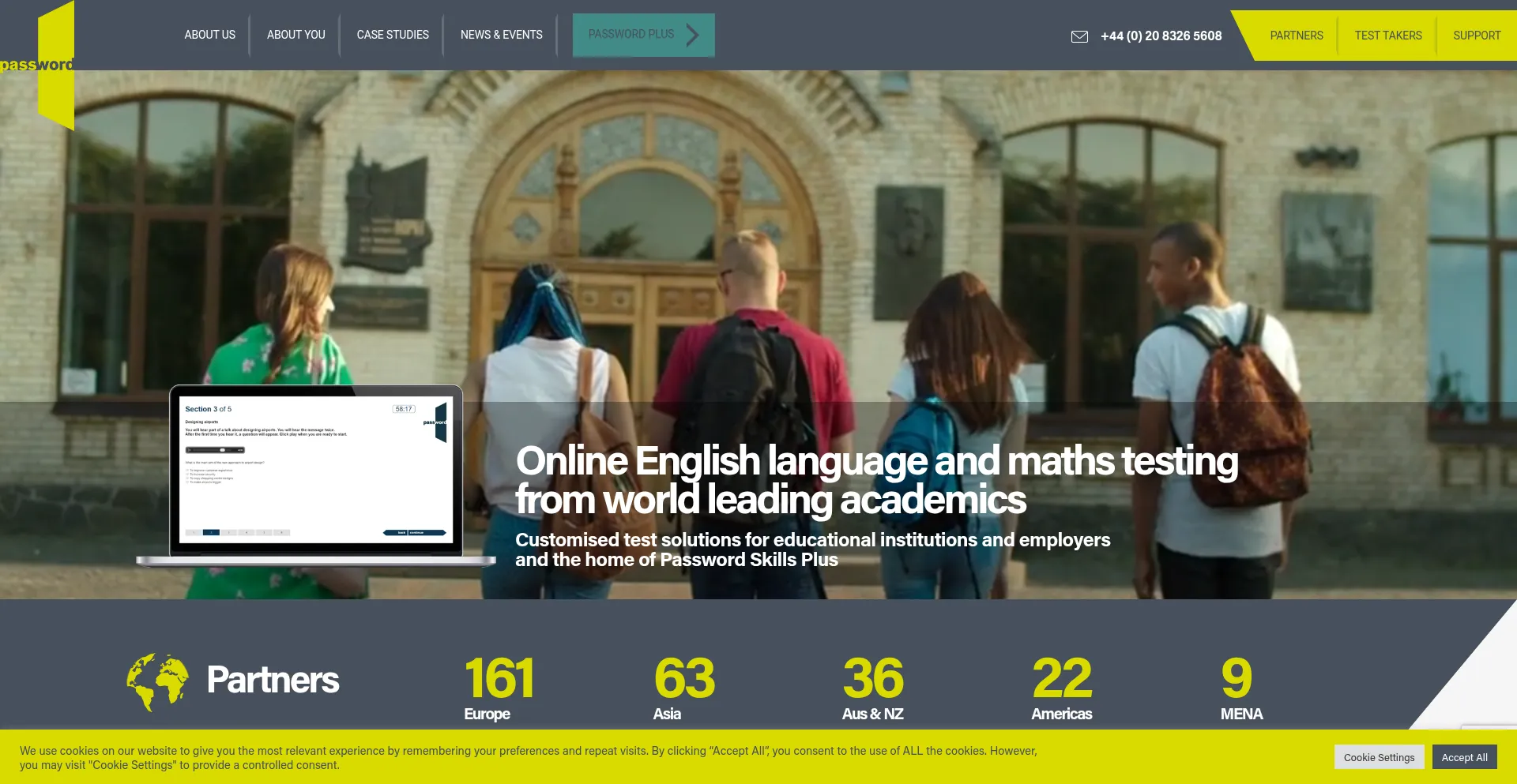 Website screenshot of Englishlanguagetesting.co.uk