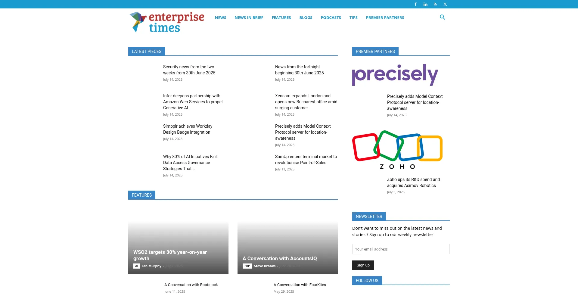 Website screenshot of Enterprisetimes.co.uk