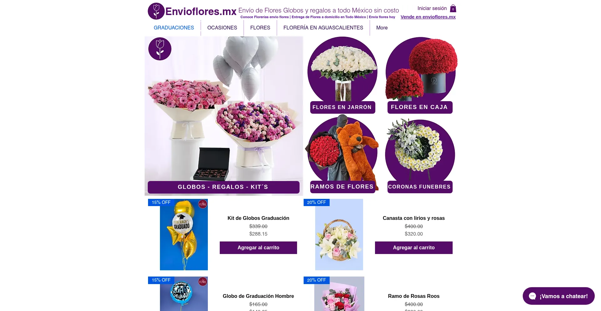 Website screenshot of Envioflores.mx