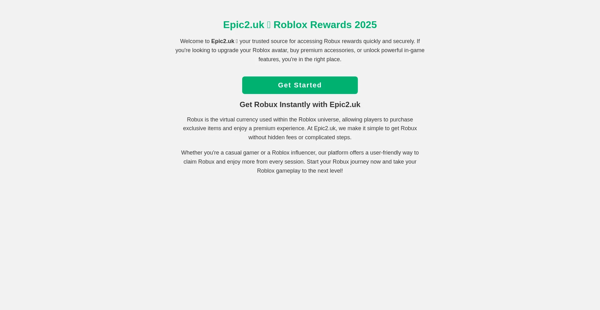 Website screenshot of Epic2.uk