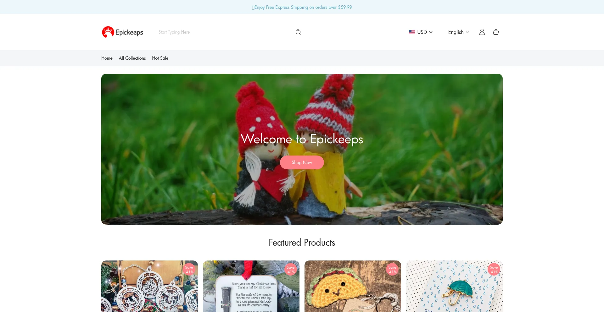 Website screenshot of Epickeeps.com
