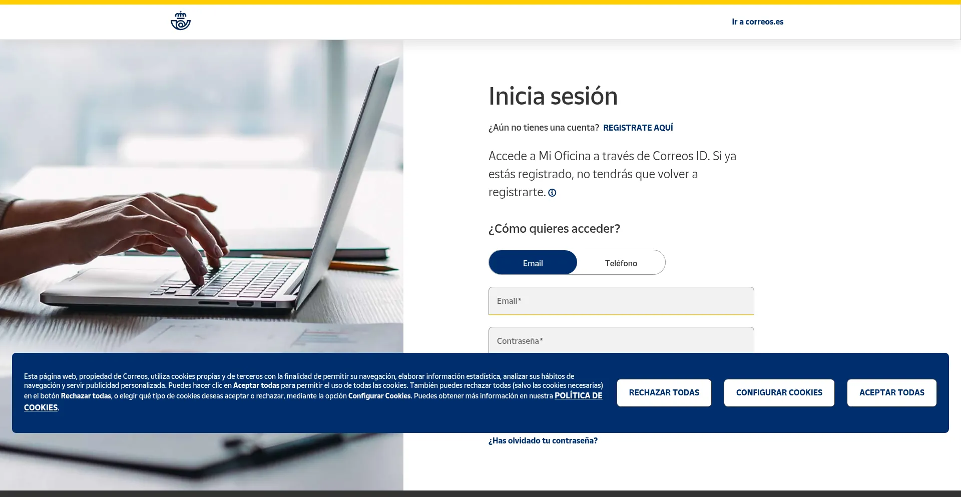 Website screenshot of Epostal.correos.es