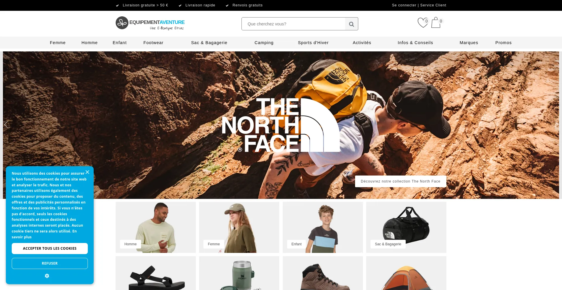 Website screenshot of Equipementaventure.fr