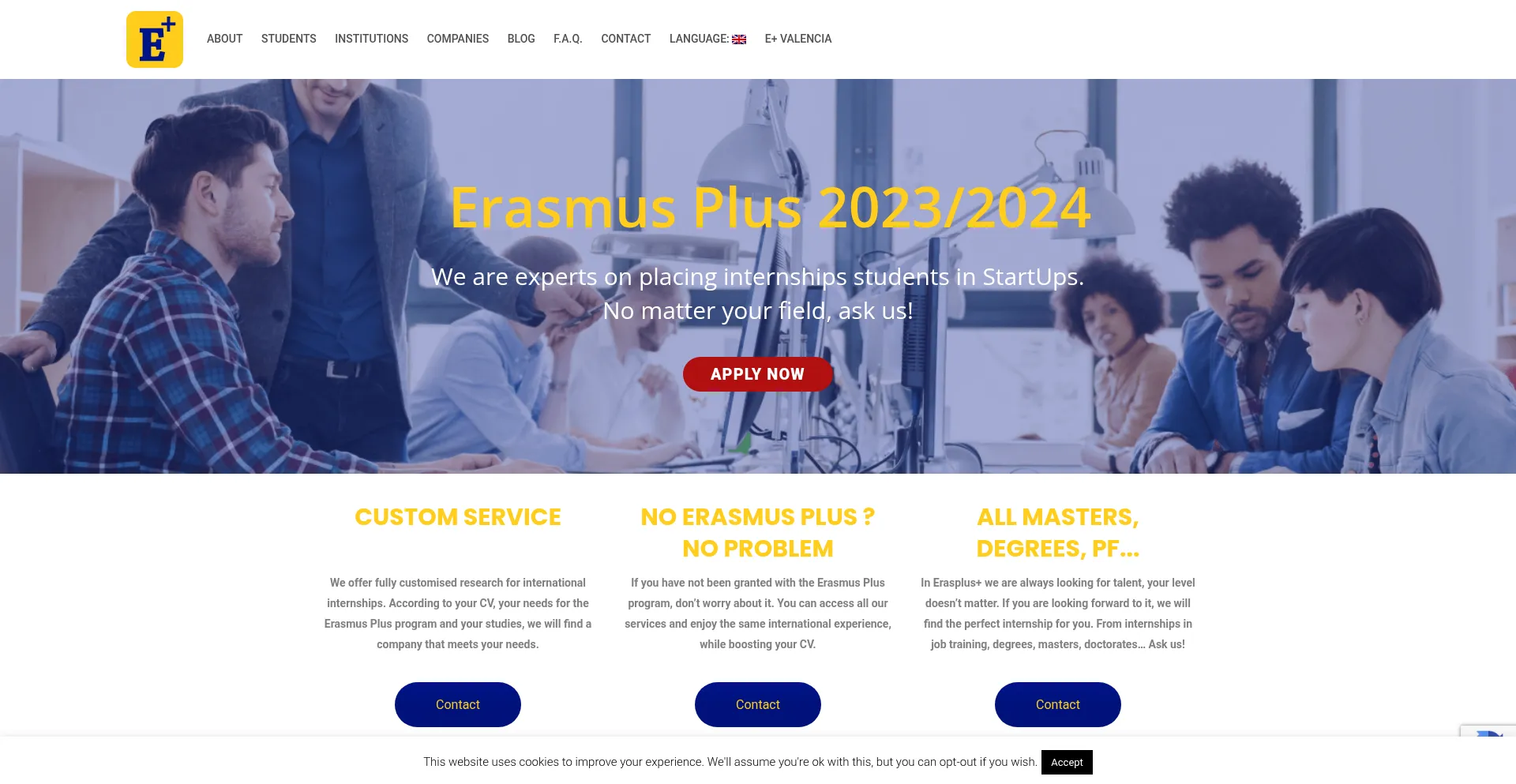 Website screenshot of Erasplus.com
