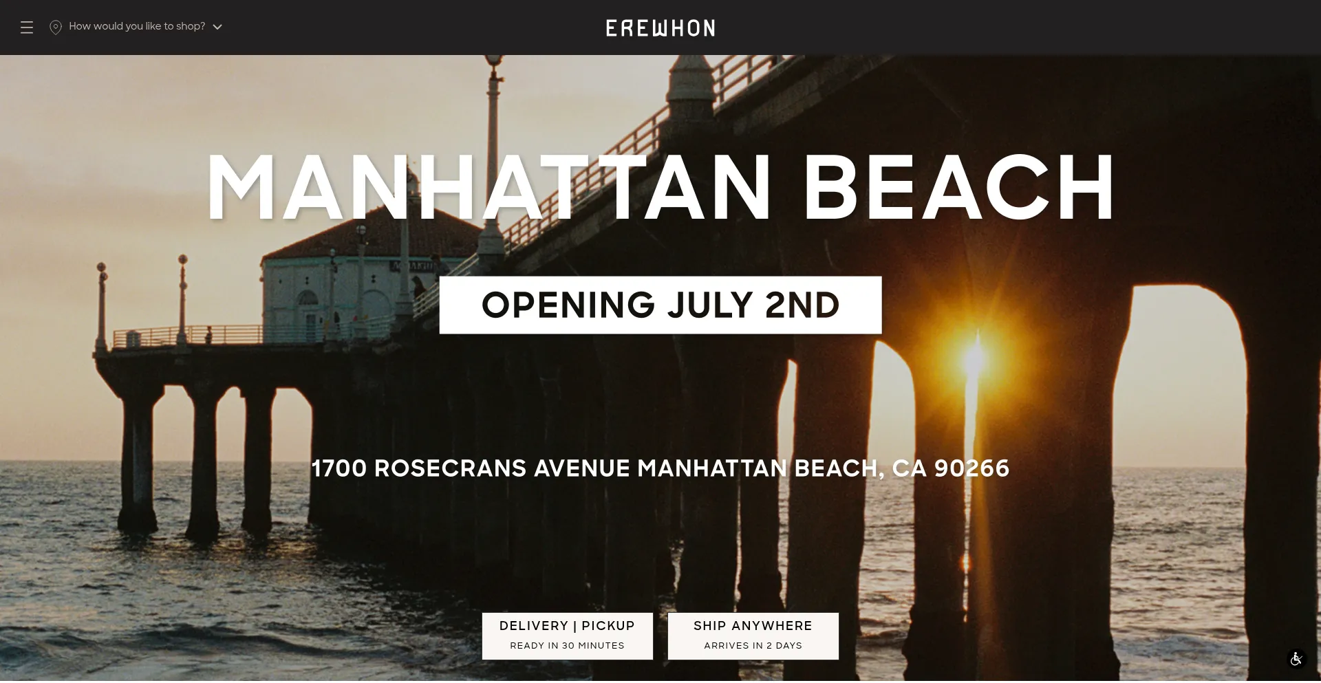 Website screenshot of Erewhon.com