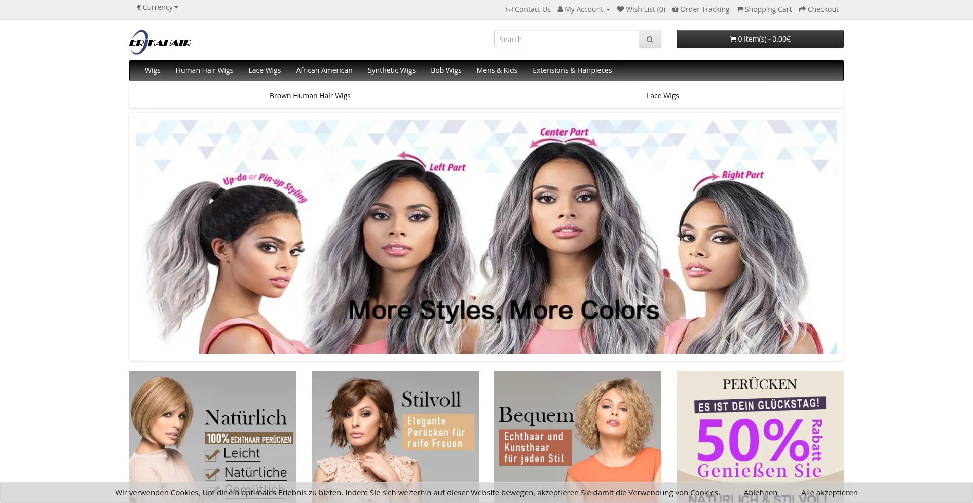 Website screenshot of Erikahair.de