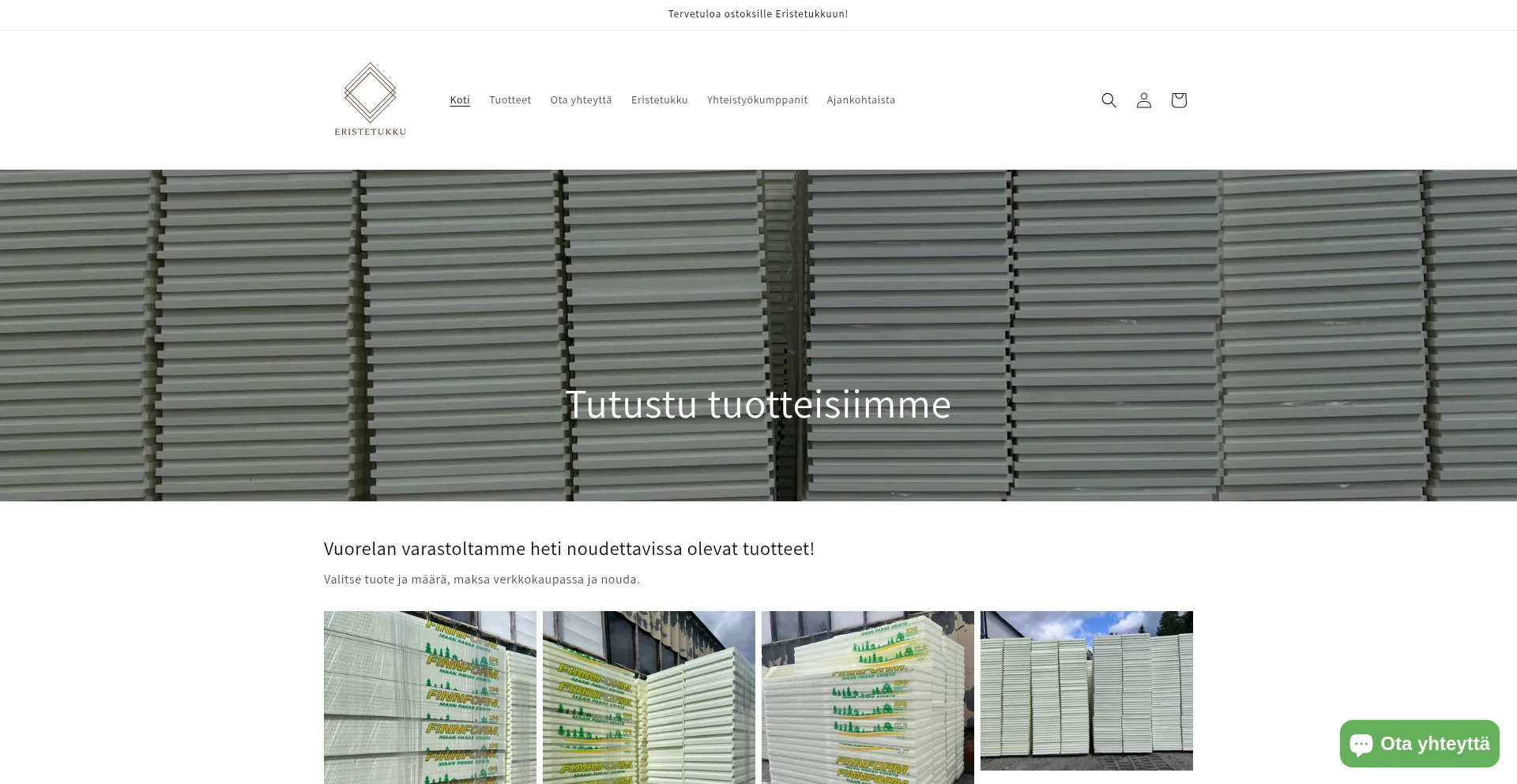 Website screenshot of Eristetukku.com
