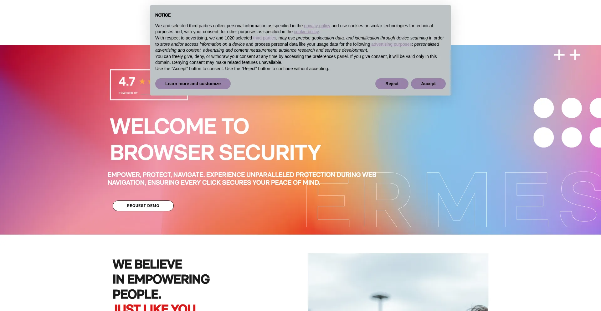 Website screenshot of Ermes.company