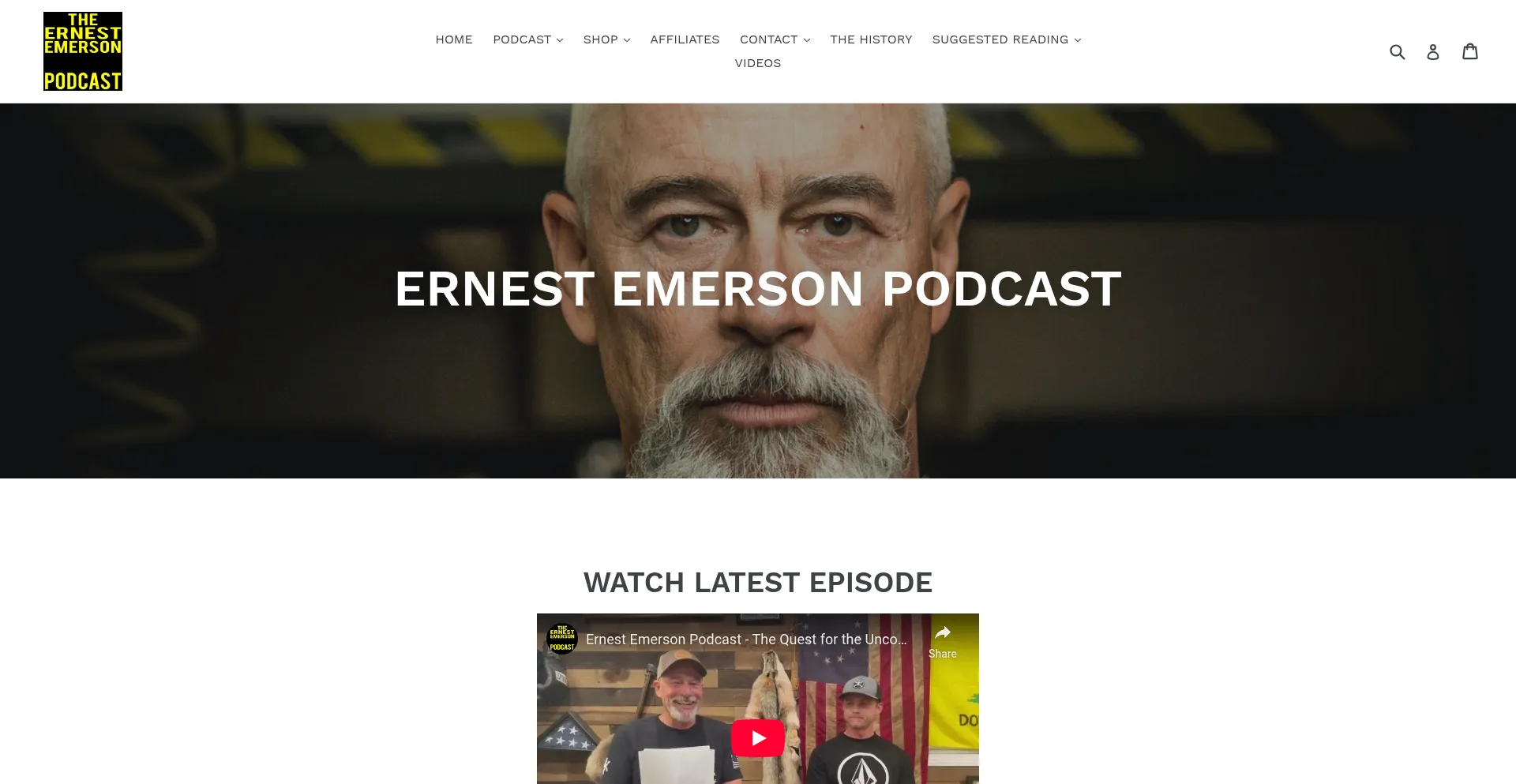 Website screenshot of Ernestemersonpodcast.com