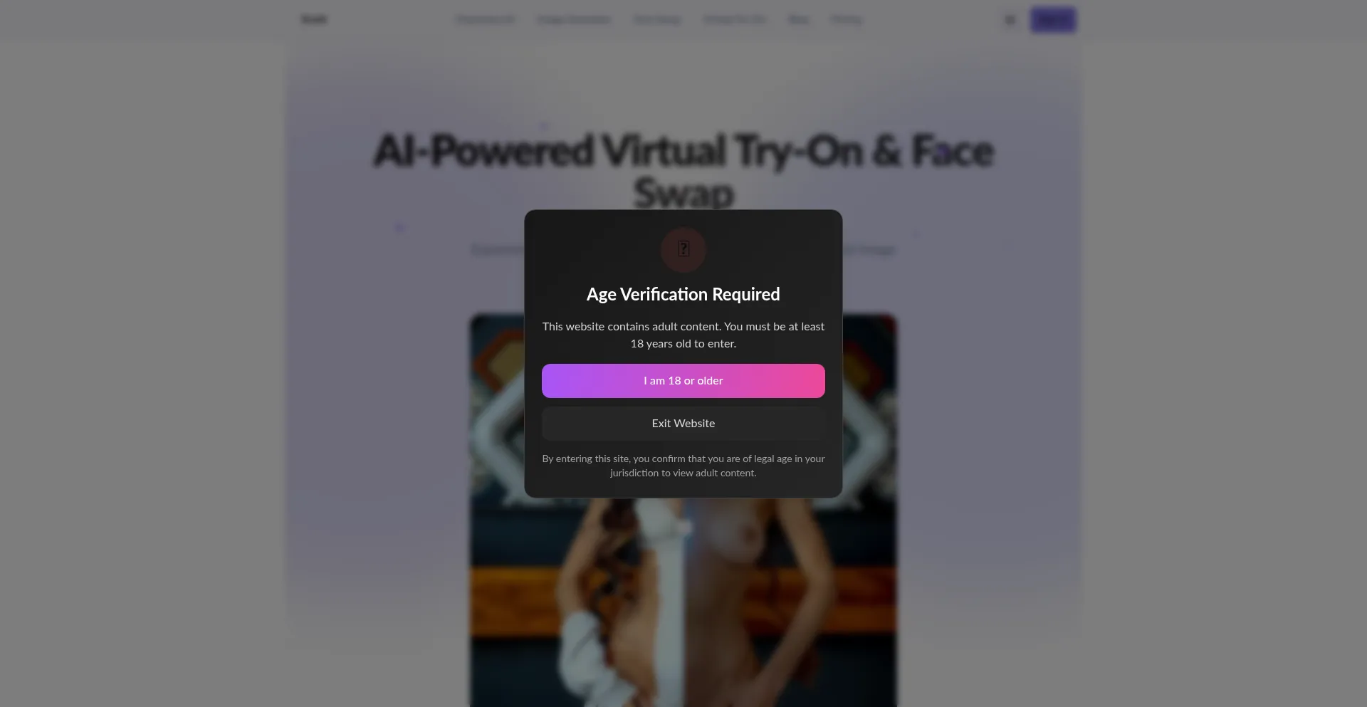 Website screenshot of Eroai.art