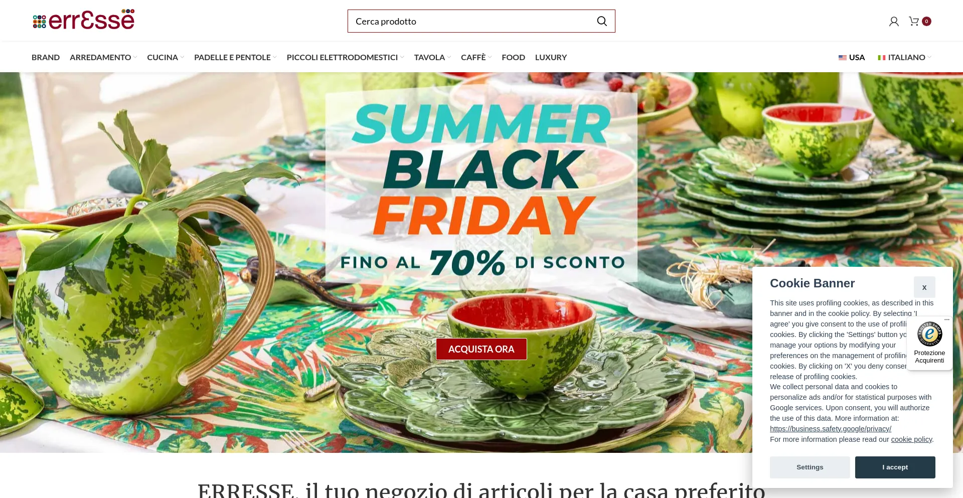 Website screenshot of Erresse-shop.it