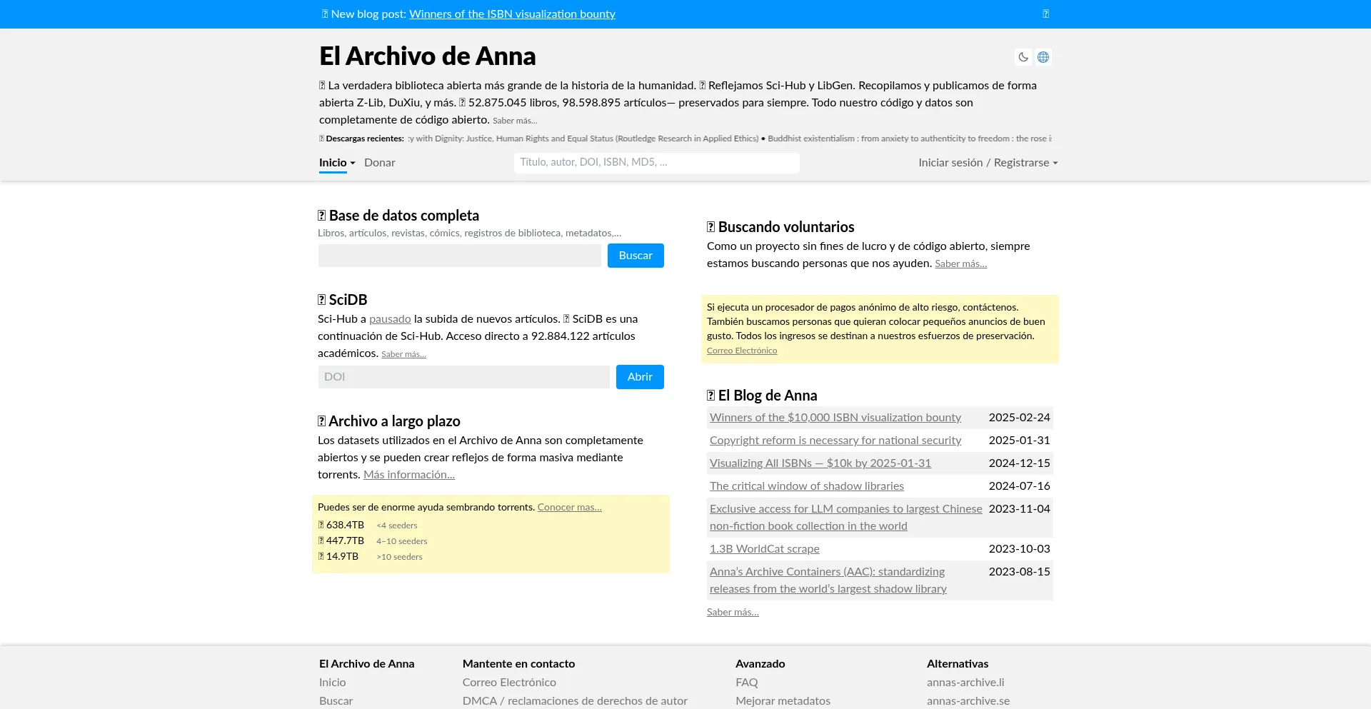 Website screenshot of Es.annas-archive.org