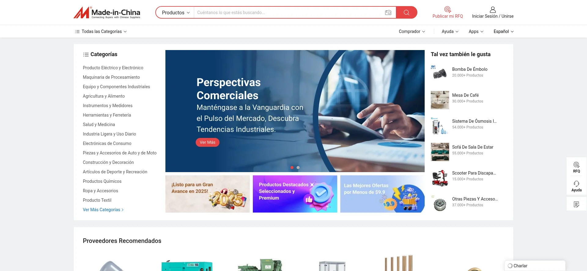 Website screenshot of Es.made-in-china.com